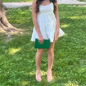 White Eyelet Mini Dress Small